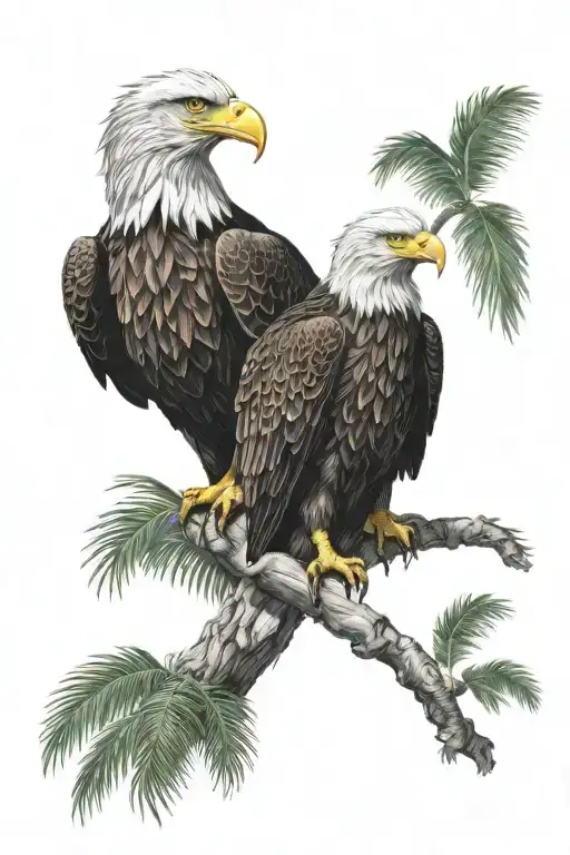 Eagle Palm Tree Mother And Son Holding Hands