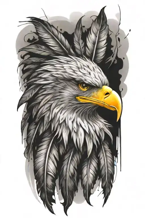 Eagle Feather Dripping Ink