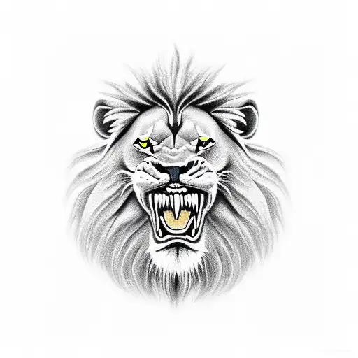 Lion Head With Open Mouth