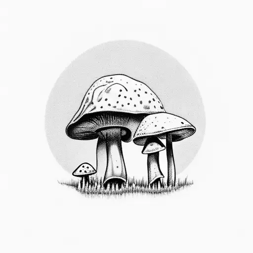 A Detailed Mushroom Forest Scene With Your Girlfriend And Dog Exploring Together