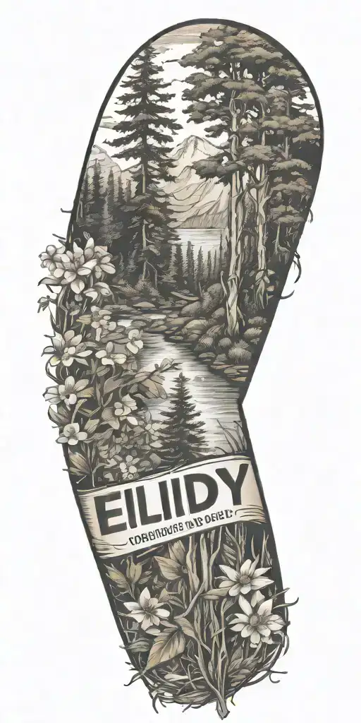 The Name Ellidy Written Surrounded By Nature