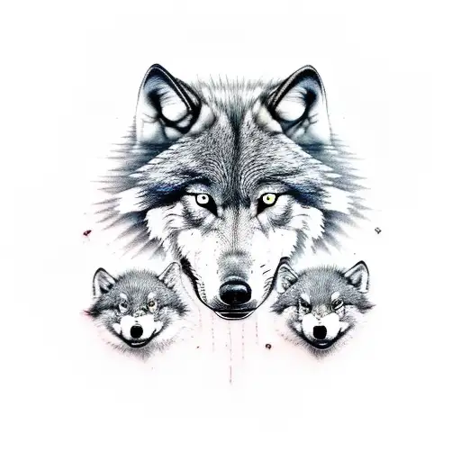 Father Wolf Mother Wolf And 2 Cubs