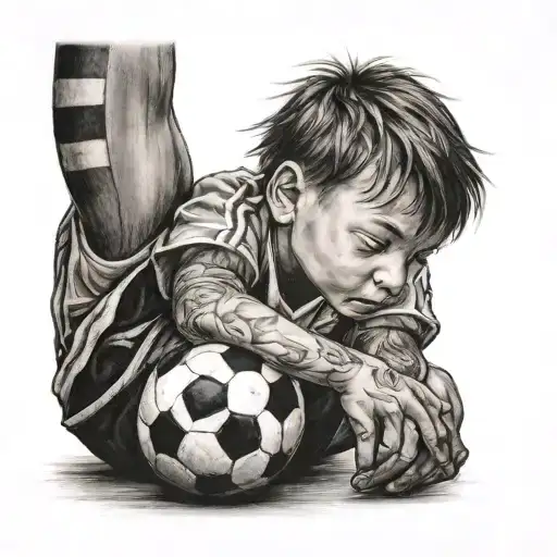Child Soccer Player Sitting On Top Of A Ball