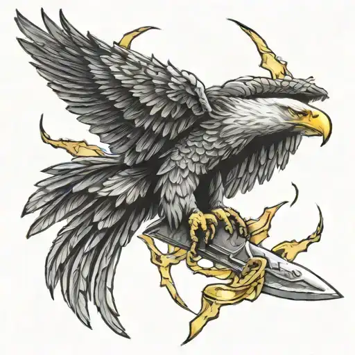 Swat Eagle Holding Dagger And Lightning