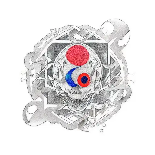 A Pop Culture Mashup Tattoo Combining Elements Of Japanese Art And Iconic Music Symbols