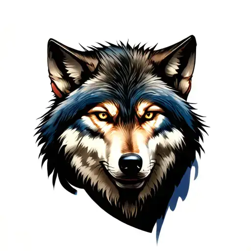 Samurai With Full Wolf At The Side