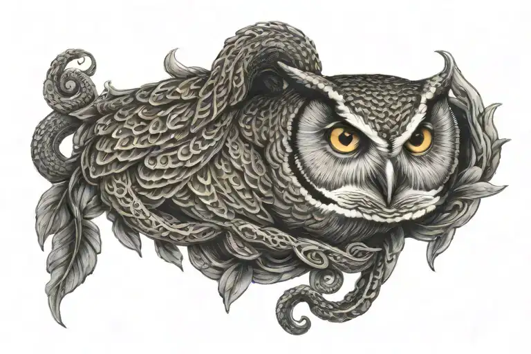 Moon Owl Coiled Snake