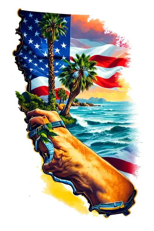 Usa California Men Sleeve