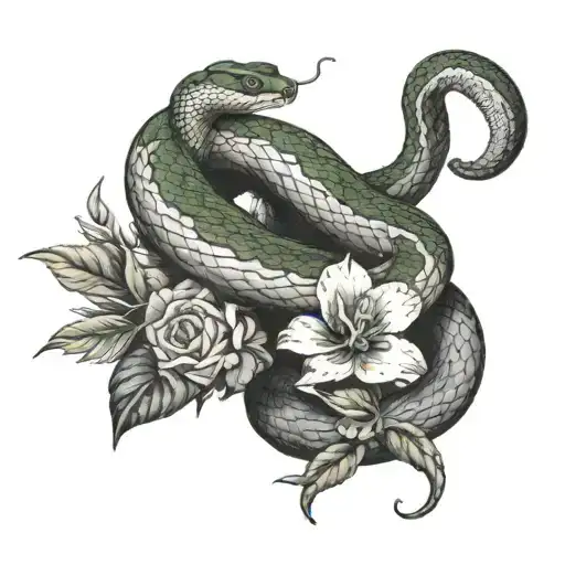 Snake Big With Flower