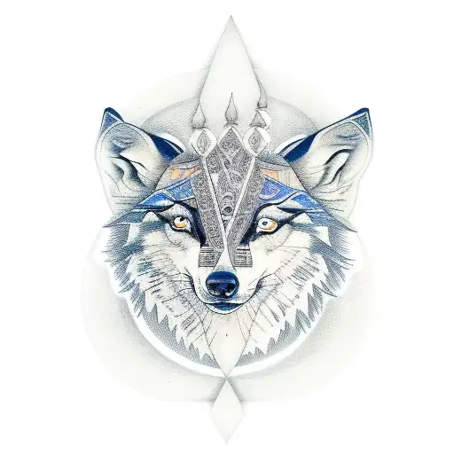 India And Wolf Loocking To The Moon