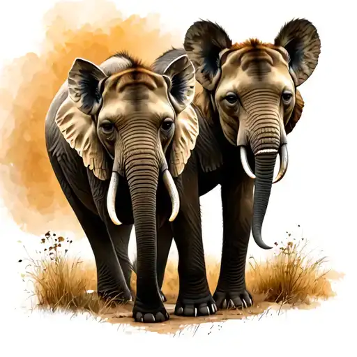 Hyena And Elephant Together In Africa