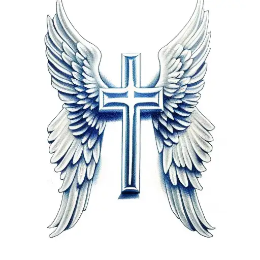 Christian Cross With Majestic Angel Wings