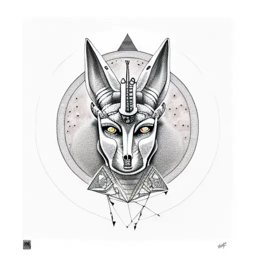 Anubis With Pyramid And Moon