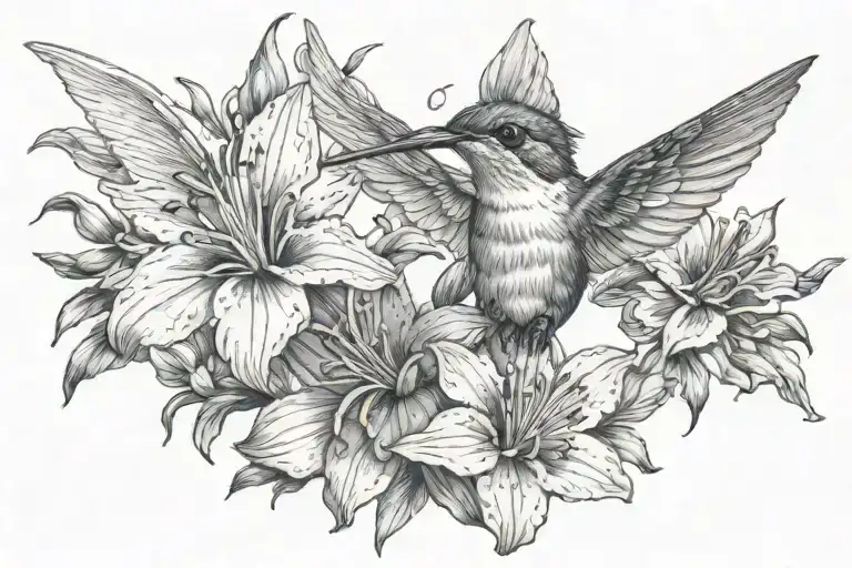 Hummingbird With Columbine Flower