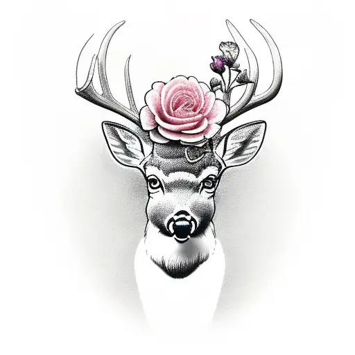 Deer Antler With Gardenia Flowers