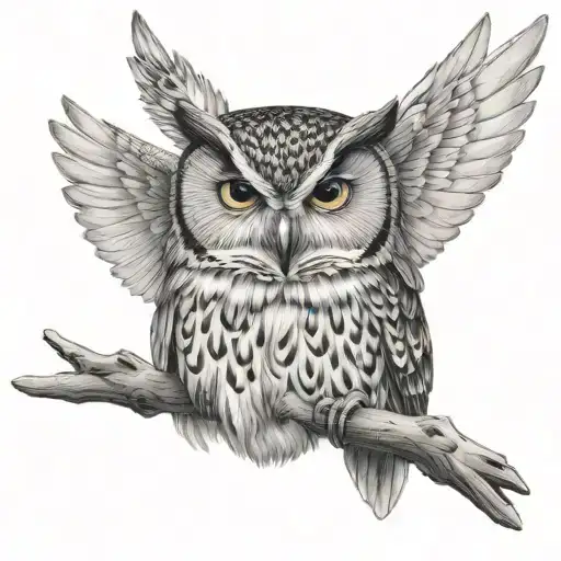 Front View Owl On Neck With Wings