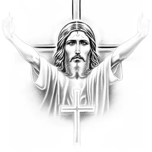 White Jesus On A Black Painted Cross