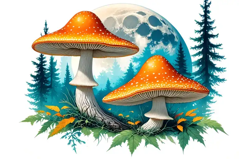 Psilocybin Mushrooms With Waxing Gibbous Moon Forest Vibes