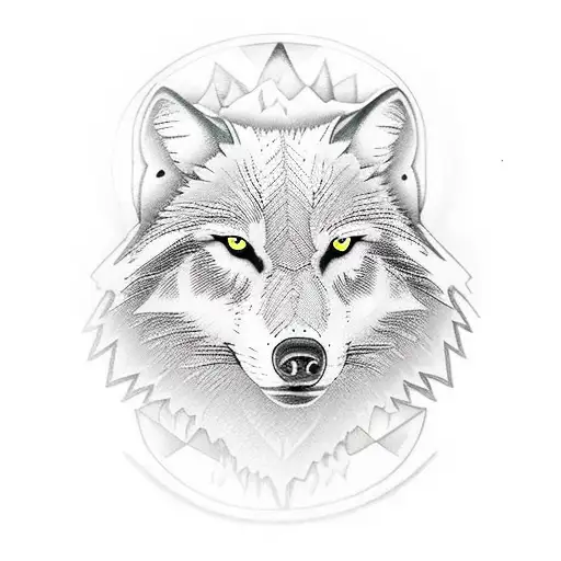 Night Forest With White Wolf