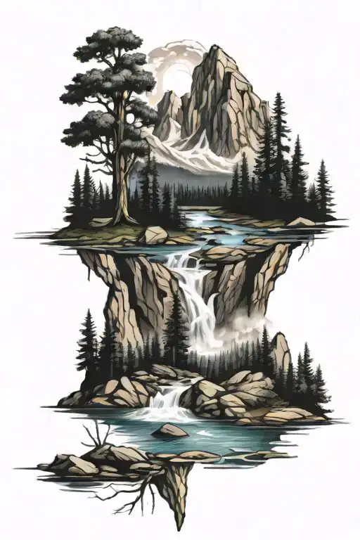 Mountain Scene With River