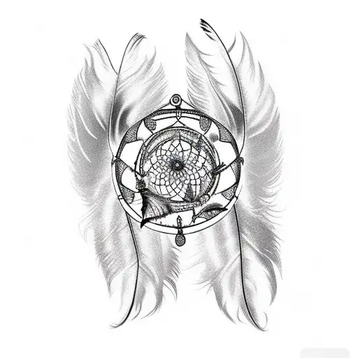 Dreamcatcher With Long Feathers On Shoulder