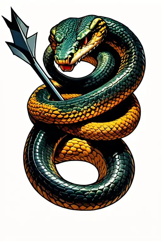 Snake Wrapped Around Arrow Design