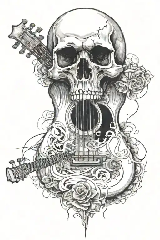Skul And Guitar Neck
