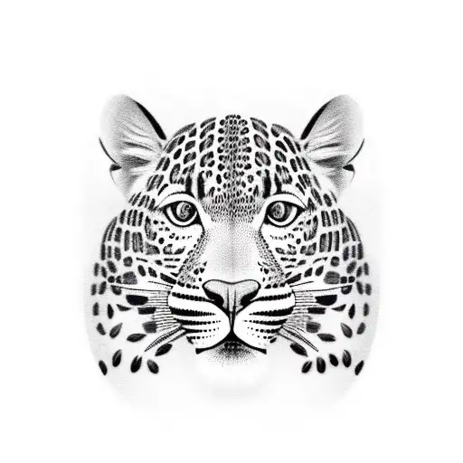 A Realistic Depiction Of A Leopard's Face Sorrounded By An African Shield