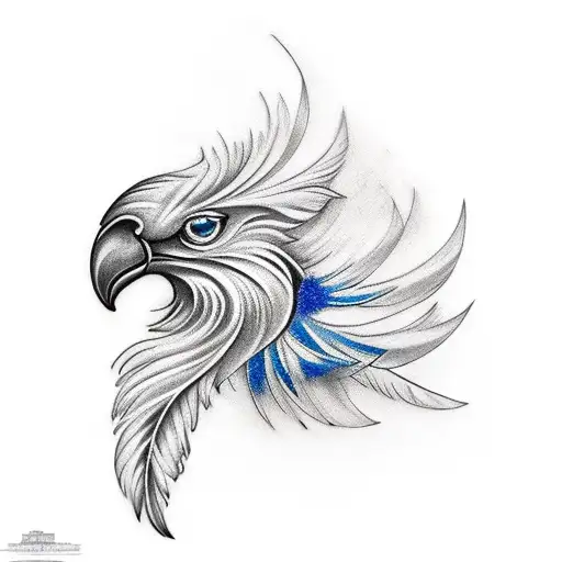 Black And White And Blue Feather