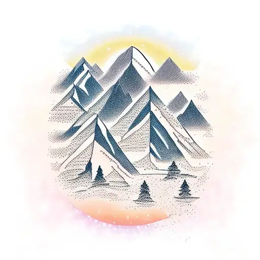 A Majestic Mountain Range Silhouetted Against A Vibrant Sunset Over A Flowing River