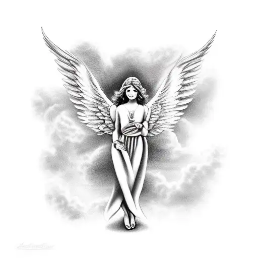 Angel With Wings In The Clouds