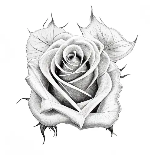 Tall Single-stemmed Rose With Three Individual Leaves Off The Long Stem