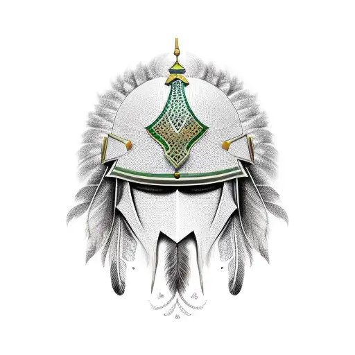 Arabian Warrior Helmet Green Feathers