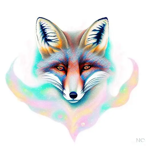 A Fox Surrounded By Swirling Northern Lights