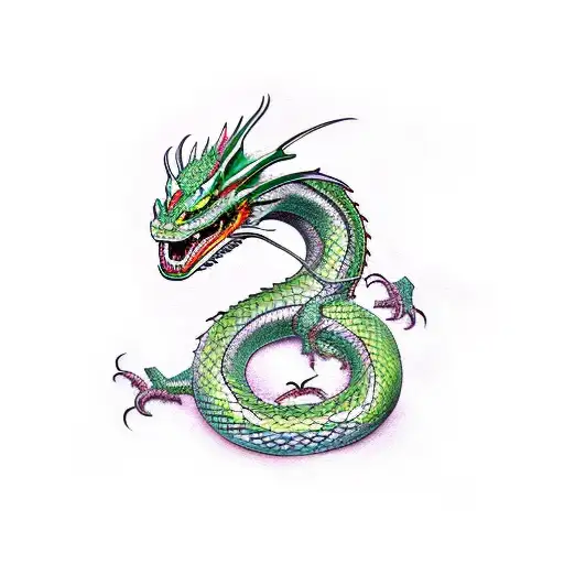 Dragon Interlocked With A Snake