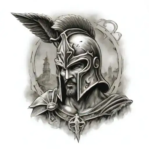 Spartan With Christian Symbols