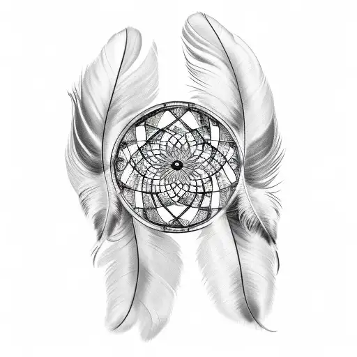 Dreamcatcher With Long Feathers On Shoulder