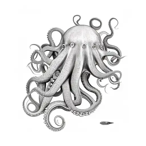 Octopus Tentacle Wraping From Behind Knee Down The Shin