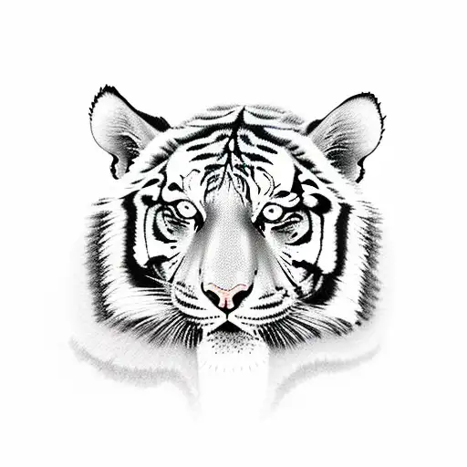 Tiger With Sakura Flower