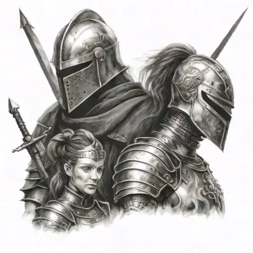 Knight Warrior With 2 Daughters