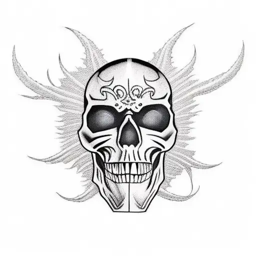 An Intricate Skull Wearing A Slipknot Mask