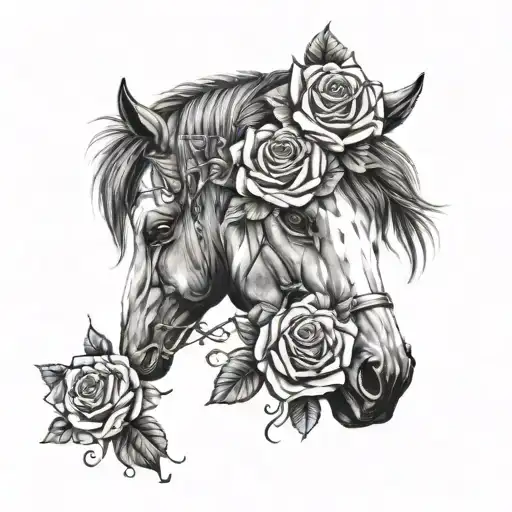 Horse Head With Roses