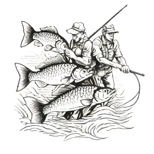 Father And Son Fishing Scene Carp