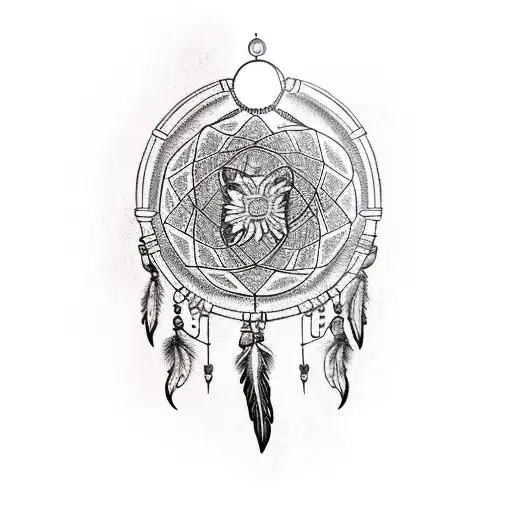 Dream Catcher With Wolf Howling