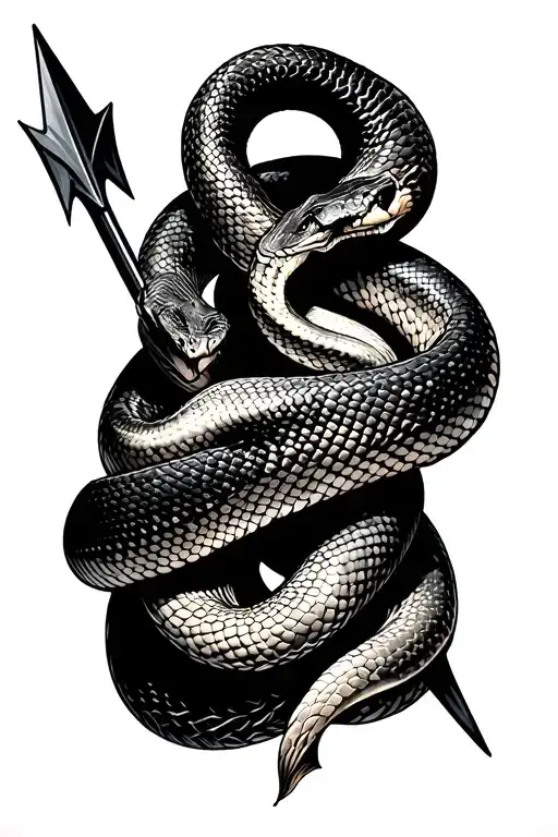 Snake Wrapped Around Arrow Design