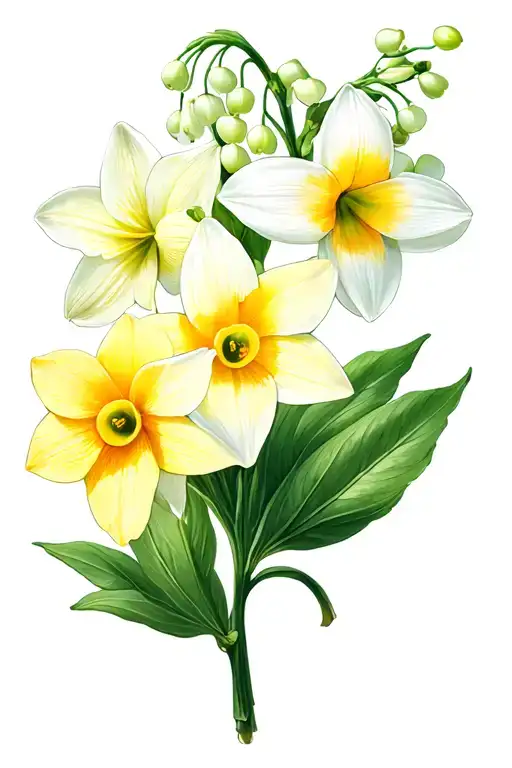 Jonquil Daffodil Lily Of The Valley And Hawthorn
