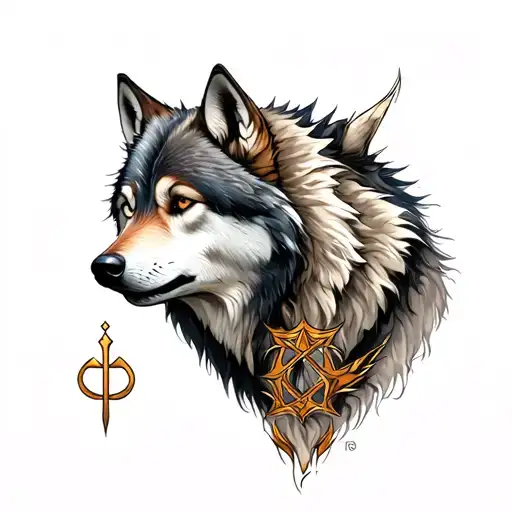 Wolf And Rune Symboles