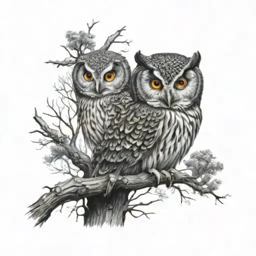 Owl Surrounded By Dead Trees