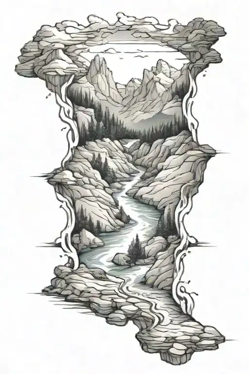 River Flowing Through Mountains To Plains To Swap To Ocean