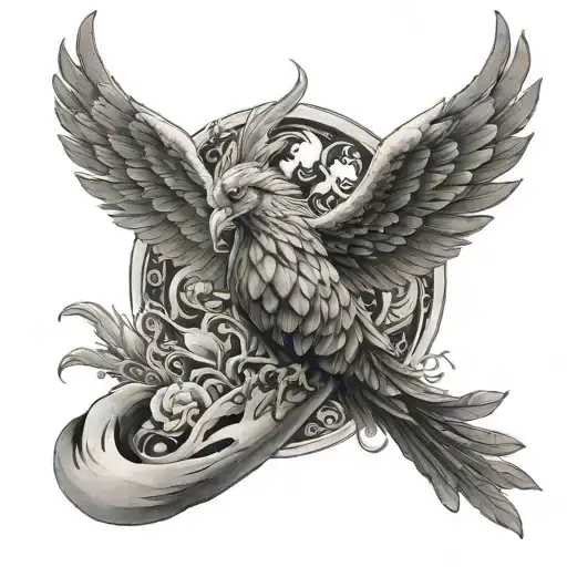 Phoenix Bird Sitting On The Arm Of The Titan Holding